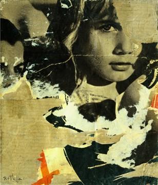 Mimmo Rotella, L'adolescente, 1962, décollage su tela, cm 28x23,5, collezione privata, foto di Paolo Vandrasch