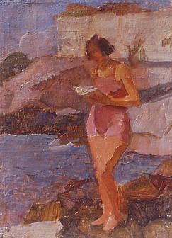 Giuseppe Flangini, Studio figura, post 1945, olio su tela, cm 40x30