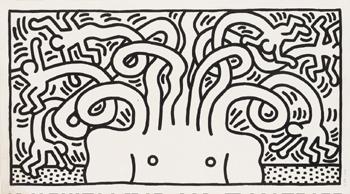 Keith Haring, Untitled (Medusa Head), 1986, acquaforte su carta, cm 137x247,5