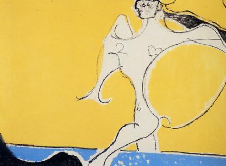 Osvaldo Licini, Angelo ribelle su fondo giallo, 1952, olio su tela, cm 92,5x114,5   