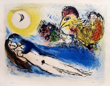 Marc Chagall, Bonjour sur Paris, 1952, litografia, cm 51x66 