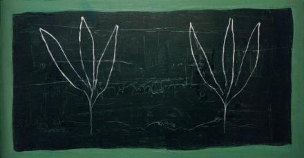 Joan Hernández Pijuan, Verd, negre i blanc, 1986, olio su tela, cm 135x254