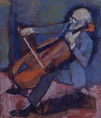 Alberto Savi, Violoncellista, 1994, olio su tela