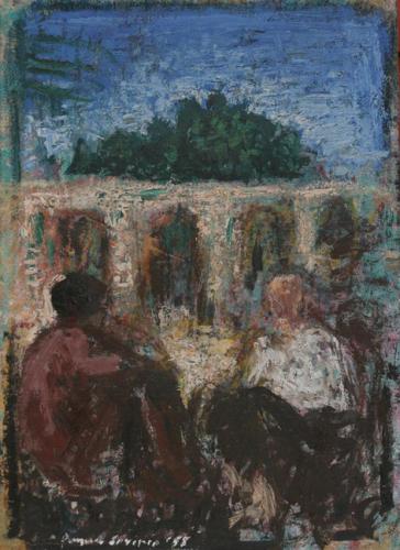 Ruggero Savinio, La conversazione di Ferento, 1988, olio su tela, cm 40x29, collezione privata, Santhià