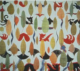 Philip Taaffe, Interzonal leaves, 1998, tecnica mista su lino, cm 203x231 