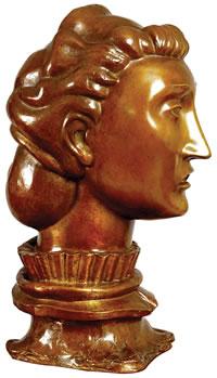 Arturo Martini, Testa di ragazza, 1921-1936, bronzo, cm 37,5x15,5x20,5