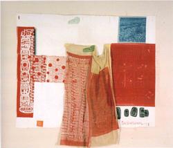 Robert Rauschenberg, Switchboard II, 1974 rilievo e intaglio su tessuto e collage su lino, cm 113 x 96