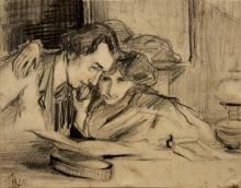 Giannetto Bisi e Adriana mentre leggono, 1906 ca., Adriana Bisi Fabbri - Irma Bianchi Comunicazione