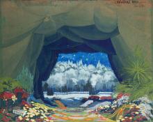 Bozzetto per L’Aviatore Dro, atto I, scena II, 1913 , Esodo Pratelli - Irma Bianchi Comunicazione