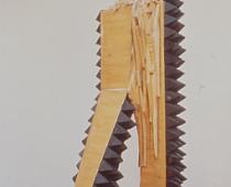 Mario Ceroli, Il Filosofo, 1996, legno, corda e cotto, cm 265x130x70