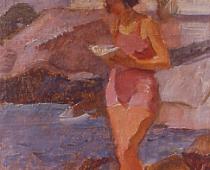 Giuseppe Flangini, Studio figura, post 1945, olio su tela, cm 40x30