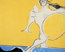 Osvaldo Licini, Angelo ribelle su fondo giallo, 1952, olio su tela, cm 92,5x114,5   