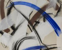 Pietro Coletta, 2009, Barchetta sul Gange, tecnica mista carboncino tempera su cartone vegetale, cm 108x78