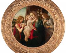 Sandro Botticelli, Madonna con Bambino, san Giovannino e l’arcangelo Gabriele, Tondo Luzzetti, 1485-1490