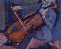 Alberto Savi, Violoncellista, 1994, olio su tela