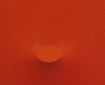 Turi Simeti, Particolare di Ovale in rosso, tela ciré sagomata, cm 100x100