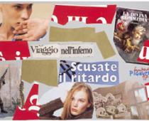 Lamberto Pignotti, Viaggio all'inferno, 1997, collage su cartoncino, cm. 30x50