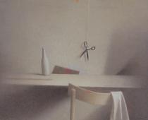 Gianfranco Ferroni, Equilibrio instabile, 1995, tecnica mista su cartoncino intelato, cm 34,5x34,5