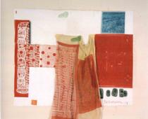 Robert Rauschenberg, Switchboard II, 1974 rilievo e intaglio su tessuto e collage su lino, cm 113 x 96